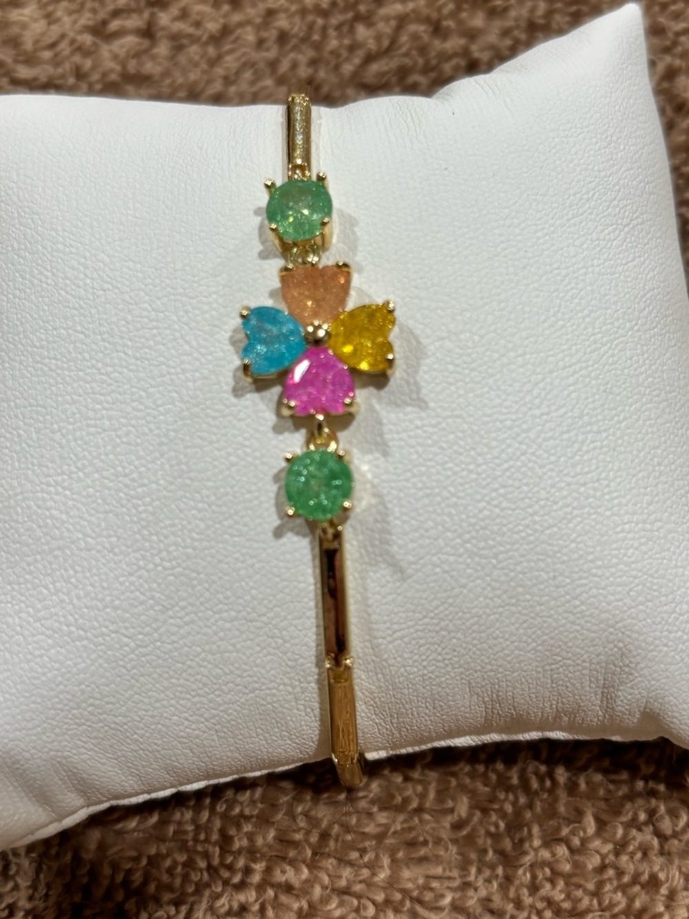 18kt gold filled candy colored stone Flower Bracelet